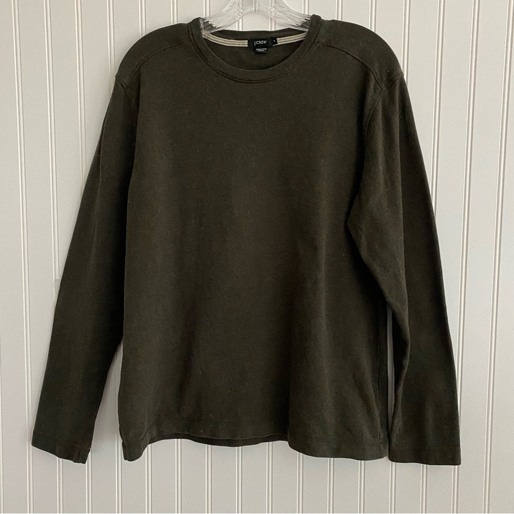 J. Crew men’s long sleeve tee, green/grey tone SIZE SMALL